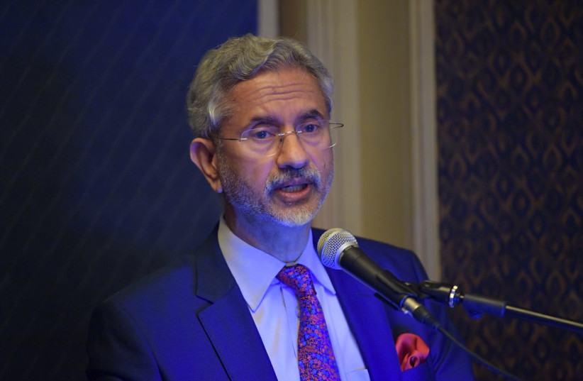 India's Minister of External Affairs Dr. S. Jaishankar speaks to a group of business leaders in Jerusalem. (photo credit: COURTESY INDIAN EMBASSY IN ISRAEL)