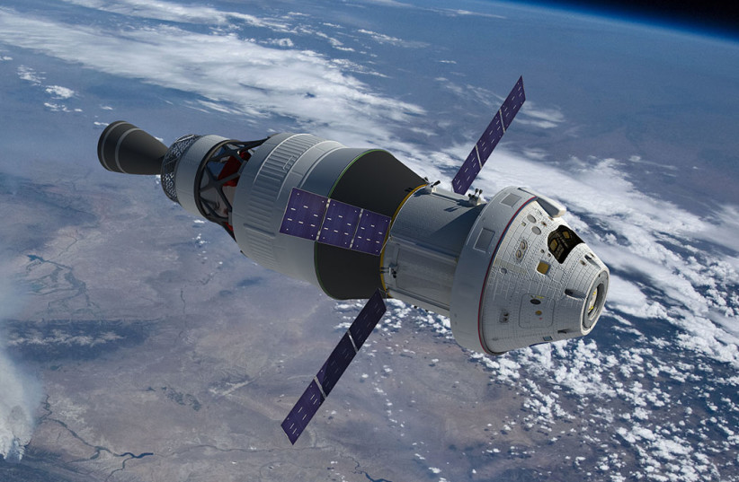 Représentation d'artiste du vaisseau spatial Orion de la NASA, prêt à participer à la mission Artemis I. (crédit : NASA/FLICKR)