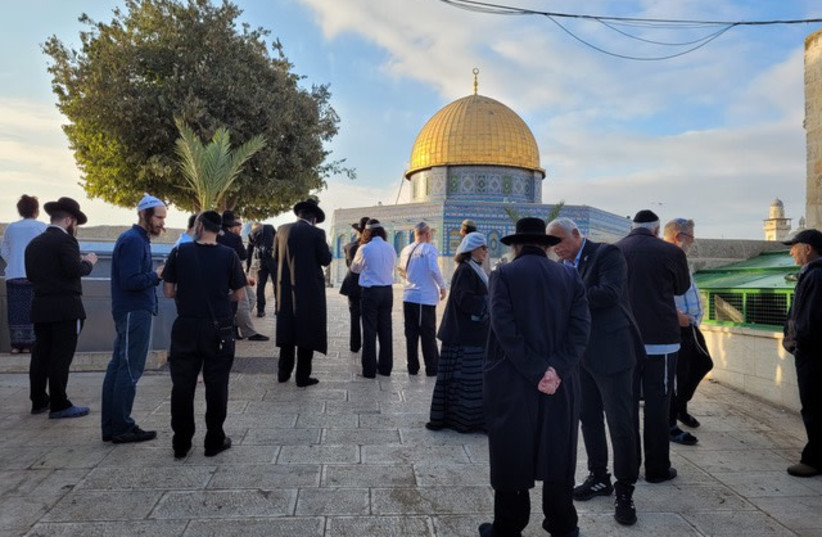   Jewish visitors on the Temple Mount on Wednesday. (photo credit: TEMPLE MOUNT ADMINISTRATION)