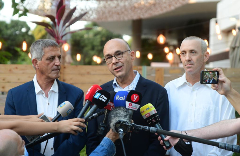  Lawyers of the family from Italy speak to the press after the family court decided that Eitan Biran will be taken back to Italy, October 25, 2021 (photo credit: AVRAHAM SASSONI)