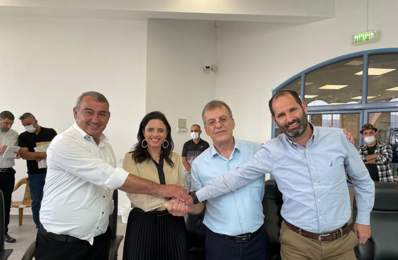  Interior Minister Ayelet Shaked meets with Druze and Circassian leaders on October 26, 2021. (photo credit: Courtesy)