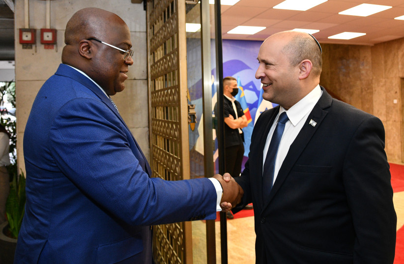  Congolese President Felix Tshisekedi meets with Israeli Prime Minister Naftali Bennett in Jerusalem (credit: CHAIM TZACH/GPO)