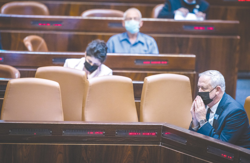 DEFENSE MINISTER Benny Gantz in the Knesset. When a defense minister oversees one diplomatic disaster, it can be excused. When he oversees another just five months later, there is a pattern. (photo credit: OLIVIER FITOUSSI/FLASH90)