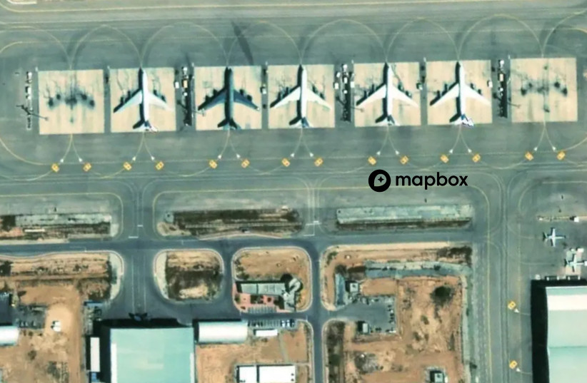 Nevatim Air Base seen in satellite imagery published available on the Mapbox application (credit: © Mapbox, © OpenStreetMap)
