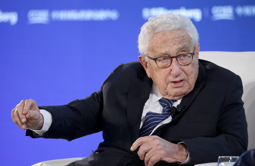  Former US Secretary of State Henry Kissinger attends a conversation at the 2019 New Economy Forum in Beijing, China November 21, 2019.  (photo credit: REUTERS/JASON LEE)