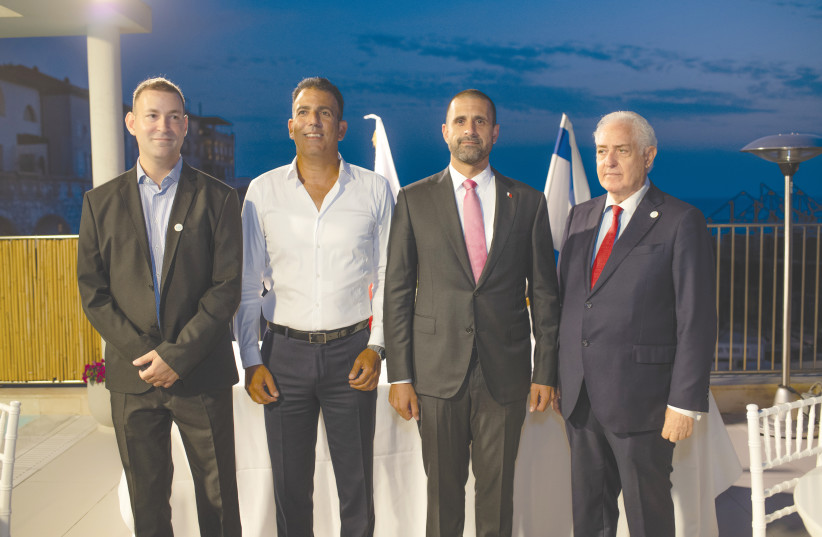  FROM LEFT: Itsik Kamilian, CEO of the Ambassador's Club; Erez Naane; Bahraini Ambassador Khaled Yusef al-Jalahma; Yitzhak Eidan (photo credit: KOBI MEHAGER)