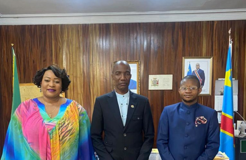  From left: MP Henriette Wamu, chair of the Congolese Parliamentary Israel Allies Caucus; Bishop Scott Mwanza, director of Israel Allies Foundation Africa; and MP Didler Kabampele Ngabul, co-chair of the Congolese Parliamentary Israel Allies Caucus. (photo credit: Courtesy)