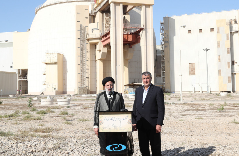  IRANIAN PRESIDENT Ebrahim  Raisi visits the Bushehr nuclear  power plant, October 8 (photo credit: Official Presidential Website/Handout via Reuters)