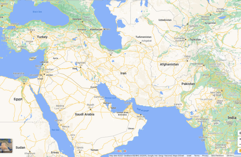  ‘LOOKING AT a map of the Middle East, I asked myself where in the world there was a power capable of causing the regime to give up its nuclear program. (credit: GOOGLE MAPS)