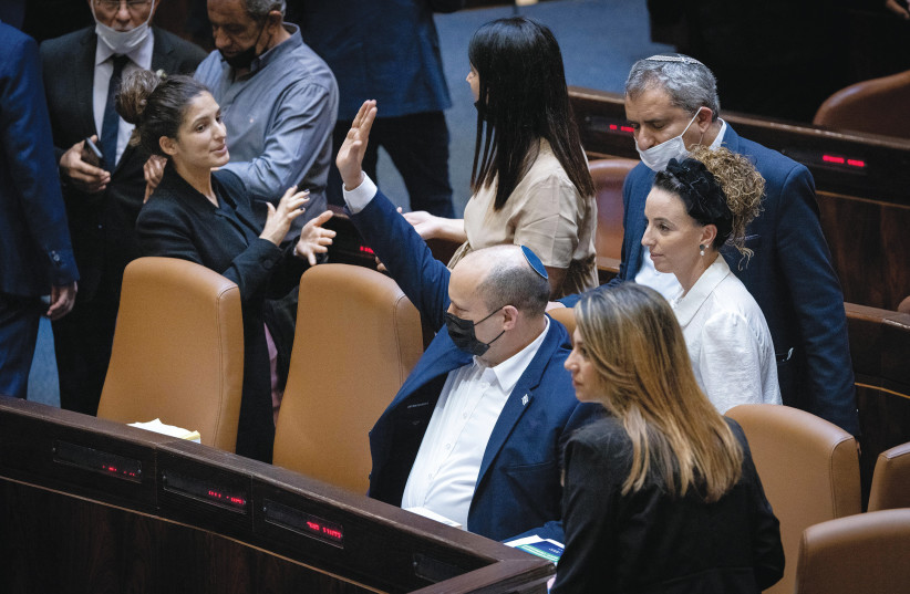  PRIME MINISTER Naftali Bennett, during voting on the state budget in the Knesset last week.  (photo credit: YONATAN SINDEL/FLASH90)