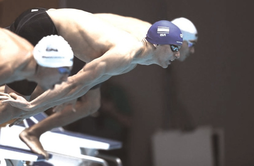 Israeli swimmer Eitan Ben Shitrit finished 8th overall in the 400m individual medley at the European Championships. (credit: Courtesy)