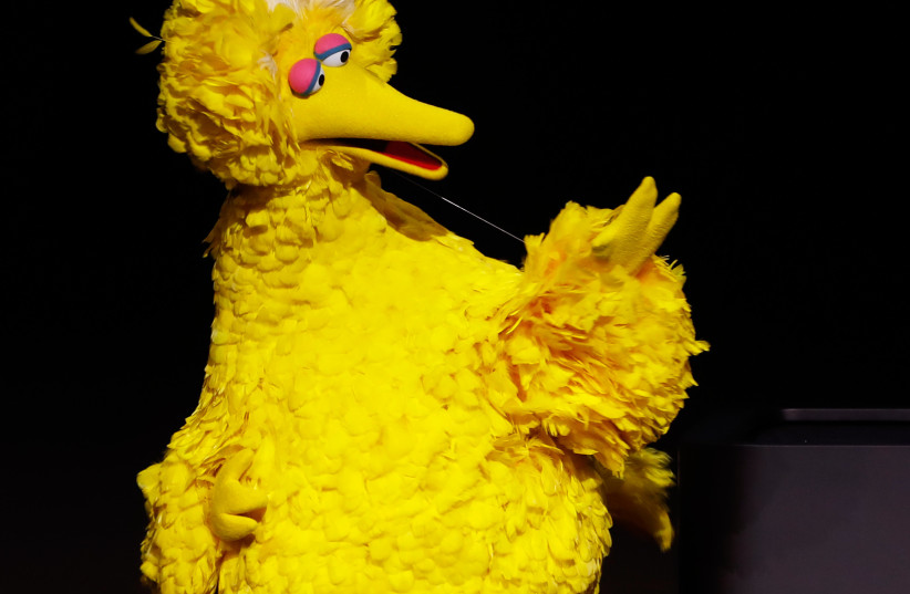  Sesame Street's Big Bird speaks during an Apple special event at the Steve Jobs Theater in Cupertino (photo credit: REUTERS/STEPHEN LAM)