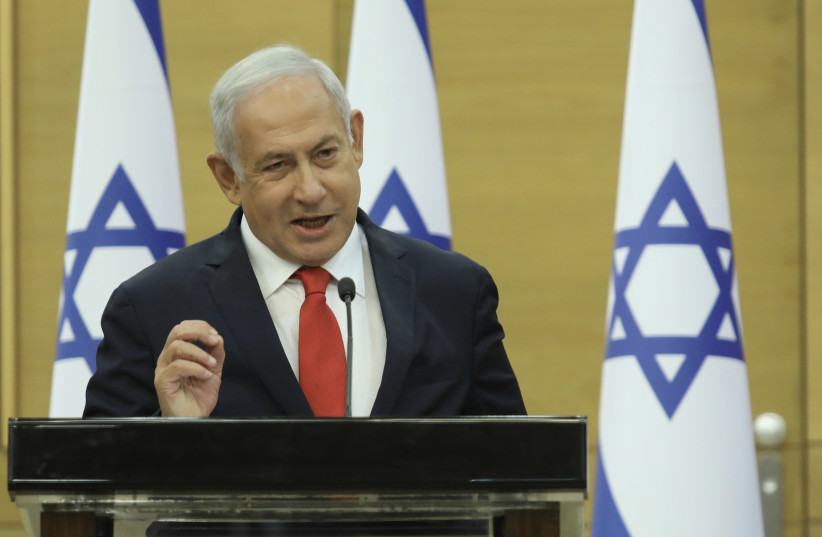  Opposition head Benjamin Netanyahu at the Knesset, November 8, 2021. (credit: MARC ISRAEL SELLEM/THE JERUSALEM POST)
