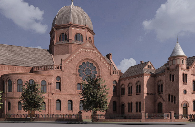  A synagogue in Hamburg that was digitally restored after being destroyed in Kristallnacht (credit: TU DARMSTADT)