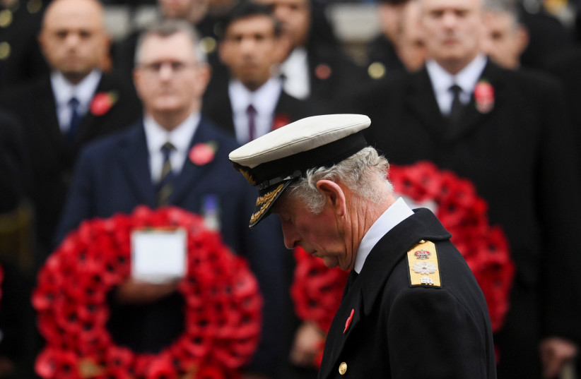 Britian's Prince Charles attends the annual National Service of Remembrance in Whitehall, London, Britain, November 14, 2021.  (credit: REUTERS/TOBY MELVILLE/POOL)