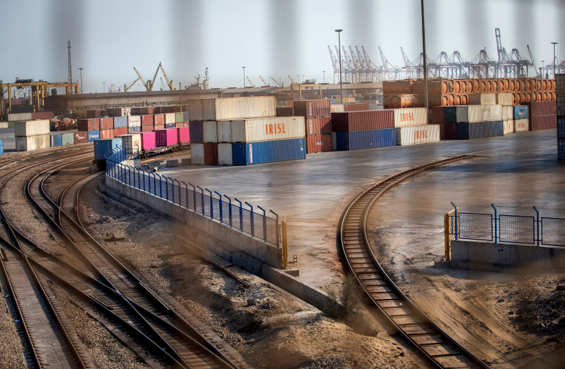 Commodities containers are seen at Shahid Rajaee harbor at Bandar Abbas port, Iran August 22, 2019. Picture taken August 22, 2019. (photo credit: NAZANIN TABATABAEE/WANA (WEST ASIA NEWS AGENCY) VIA REUTERS)