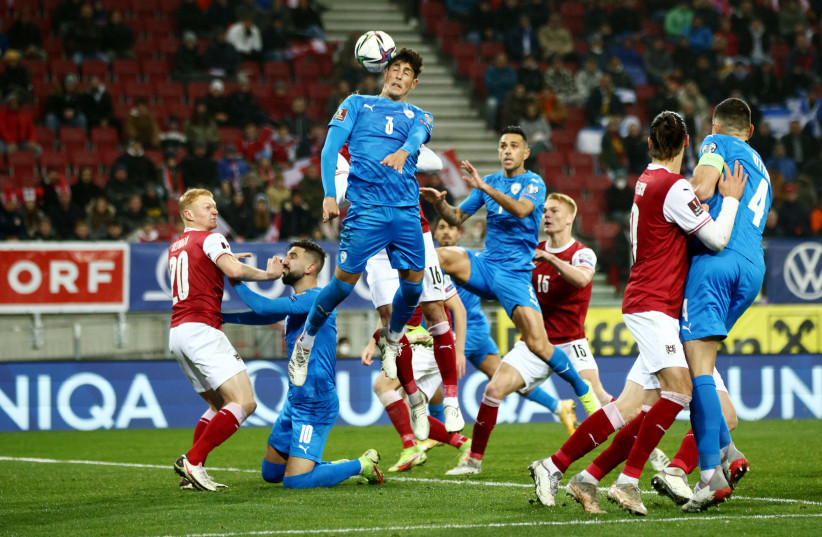   DESPITE HOLDING 1-0 and 2-1 leads, Israel (in blue) couldn’t hold on for the victory in Austria, with the 4-2 defeat spelling the end to its 2022 World Cup hopes (photo credit: REUTERS)