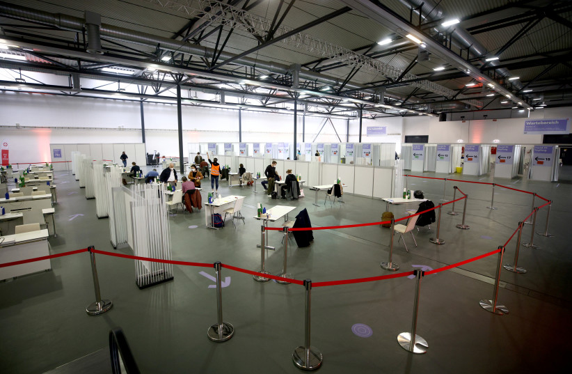  A general view of the Austria Center, which has been set up as a coronavirus disease (COVID-19) mass vaccination centre, in Vienna, Austria April 22, 2021.  (credit: REUTERS/LISI NIESNER)