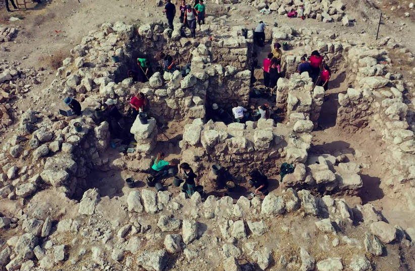  Works at the site, aerial view.  (credit: EMIL ALADJEM/ISRAEL ANTIQUITIES AUTHORITY)