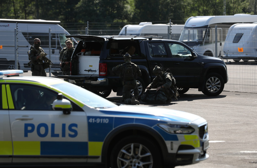  A police vehicle is seen at Hallby Prison, outside Eskilstuna, Sweden July 21, 2021 (credit: Per Karlsson/TT News Agency/via REUTERS)
