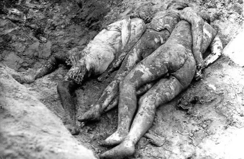  Human remains at the Janowska concentration camp. (credit: Wikimedia Commons)