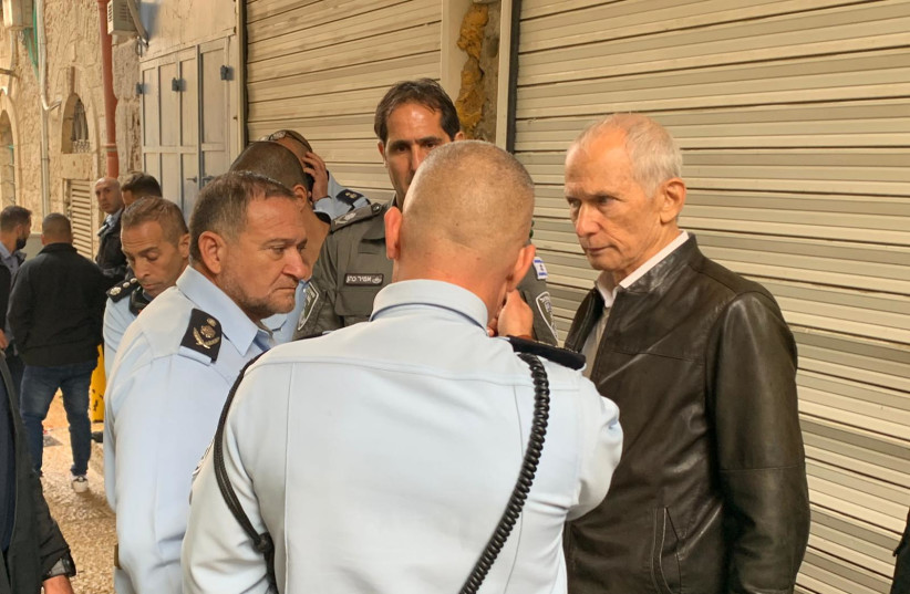  Public Security Minister Omer Bar Lev at the scene of a terrorist attack that left one dead and three injured, November 21, 2021.  (photo credit: Courtesy)
