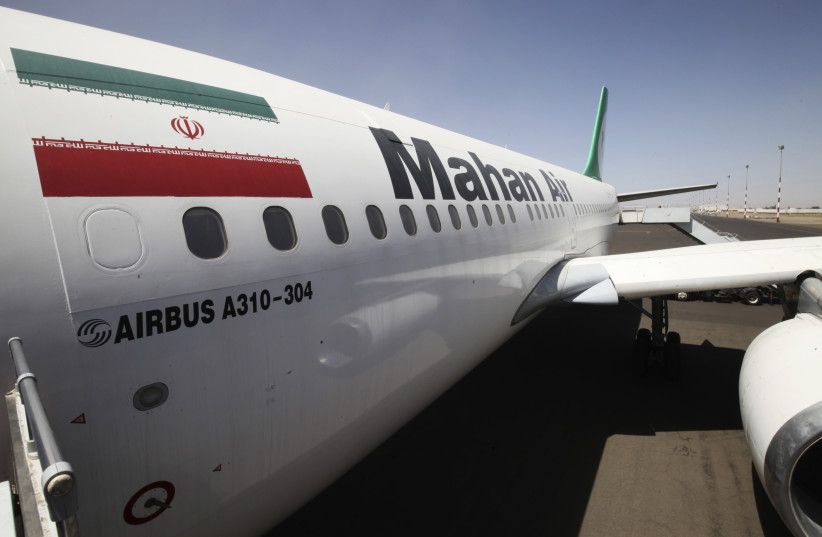  An Airbus A310 of Iranian private airline Mahan Air is seen at Sanaa International airport following its first flight to Yemen from Iran, in Sanaa March 1, 2015. (credit: REUTERS/MOHAMED AL-SAYAGHI)