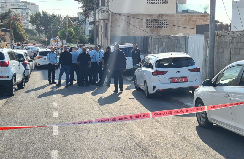  A picture of the scene of a stabbing attack in Jaffa. November 21, 2021. (credit: ISRAEL POLICE)