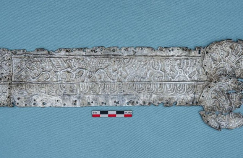  A silver plate depicting a number of ancient deities uncovered in the Voronezh region in western Russia. (photo credit: RAS INSTITUTE OF ARCHAEOLOGY)