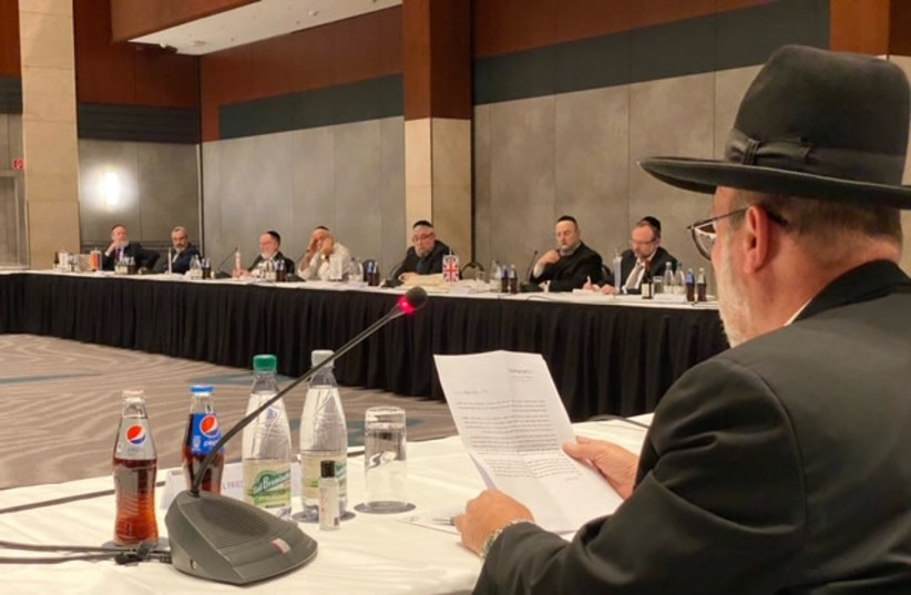  The Conference of European Rabbis' (CER) Standing Committee discussing a conversion bill proposed by Religious Affairs Minister Matan Kahana in Munich on November 22, 2021.  (photo credit: COURTESY DAVID FRIEDMAN)
