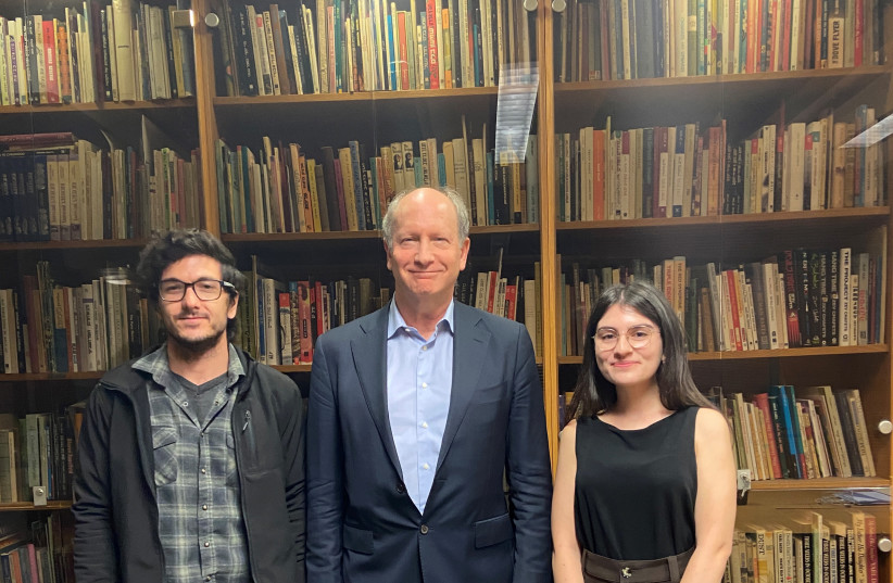 Doron Weber stand with winners of the Rhodes Scholarship, Haroon Avgana and Eden Raviv. (photo credit: Courtesy)