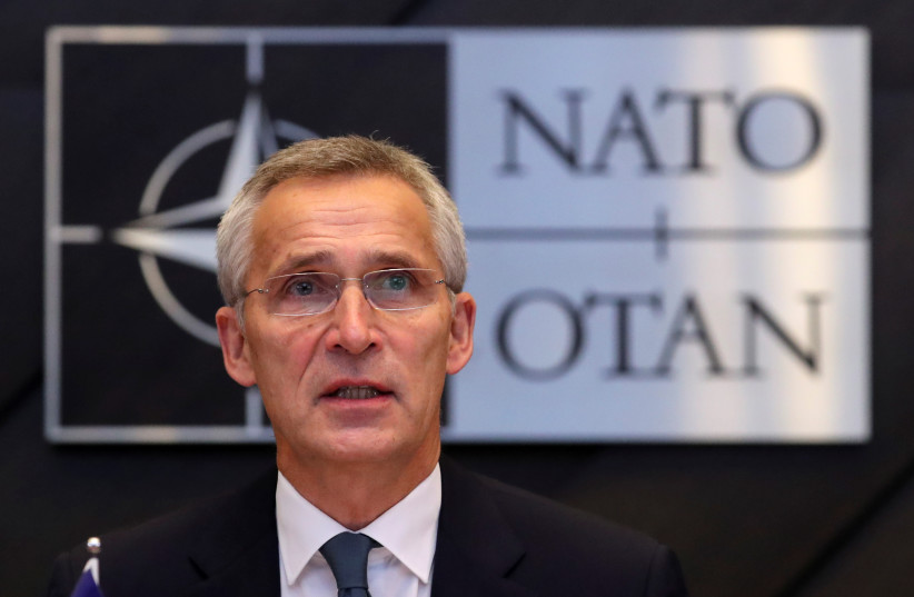  NATO Secretary General Jens Stoltenberg speaks during a NATO Defence Ministers meeting at the Alliance headquarters in Brussels, Belgium, October 21, 2021 (credit: REUTERS/PASCAL ROSSIGNOL)