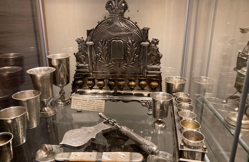  A Hanukkah menorah on display in the makeshift Jewish museum of Jozef Gucwa in Bobowa, Poland in 2020.  (credit: J-NERATIONS)