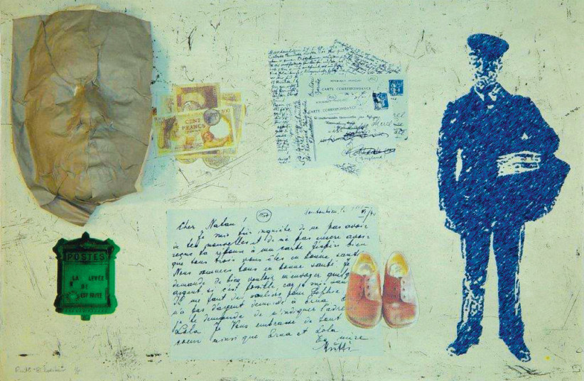  Schreiber’s ‘Postman,’ the fourth of eight screen prints created at the Jerusalem Print Workshop when she was guest artist there in 2012. The eight tell the story visually of the contents of the ‘Letters from my Grandparents’. (credit: Courtesy)