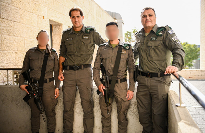  Border Police Commander Amir Cohen with the two Border Police officers who killed the Damascus Gate terrorist on December 4, 2021  (credit: BORDER POLICE SPOKESPERSON)