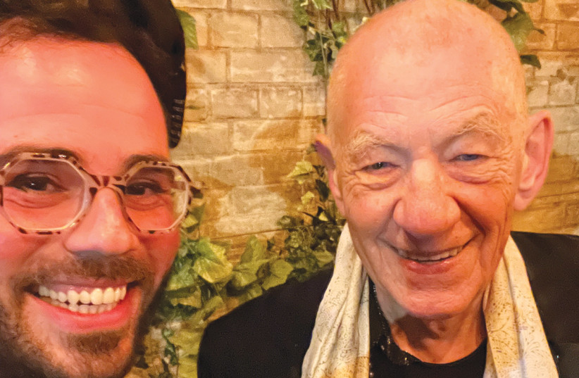  THE WRITER with Sir Ian McKellan, who is 82 years old and not Jewish but is 'out and proud and was right next to me dancing in a circle with a kippah on his head'. (photo credit: Courtesy)