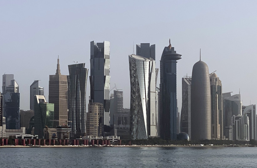General overall view of the Doha downtown city center skyline and cityscape and the Doha Bay, Doha, Qatar, Sep 26, 2019. (photo credit: KIRBY LEE-USA TODAY SPORTS)