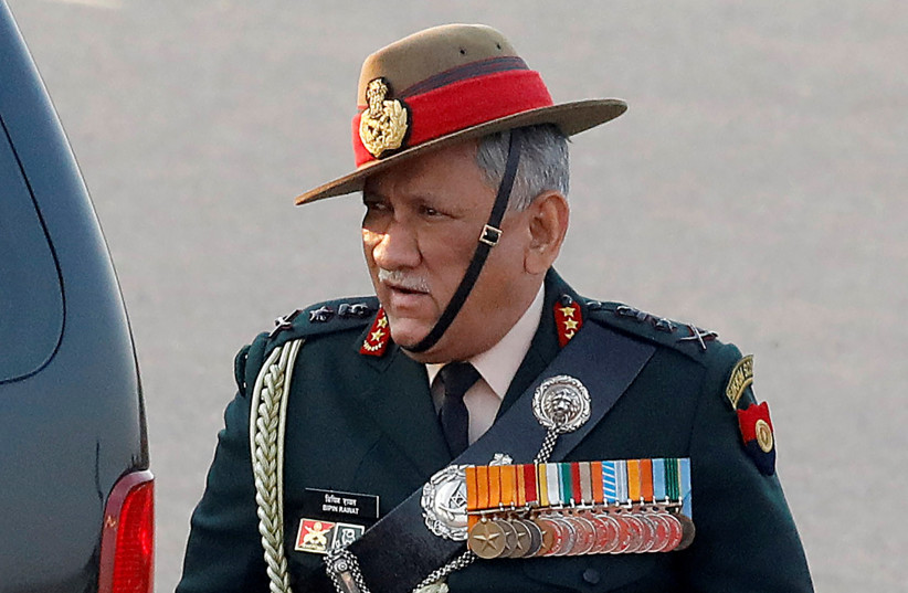  Indian Army chief General Bipin Rawat arrives for the Beating the Retreat ceremony in New Delhi, India, January 29, 2019. (photo credit: ALTAF HUSSAIN/REUTERS)