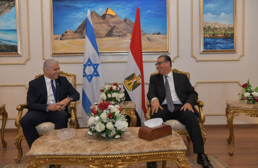  Foreign Minister Yair Laid arrived in Cairo. (credit: SHLOMI AMSALEM)