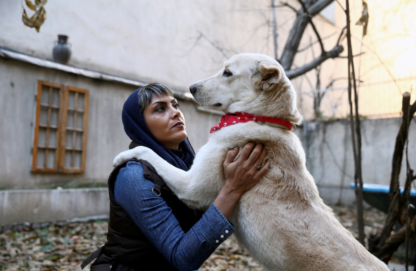  Maryam Talaee, an animal lover, plays with her dog at home in Tehran, Iran December 20, 2019. (photo credit: NAZANIN TABATABAEE/WANA (WEST ASIA NEWS AGENCY) VIA REUTERS)