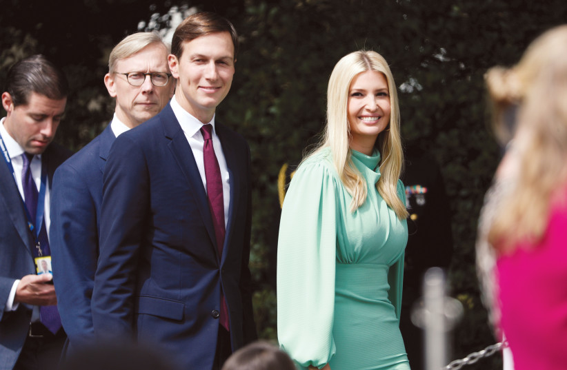  JARED KUSHNER arrives with his wife and fellow senior adviser, Ivanka Trump, for the signing ceremony of the Abraham Accords at the White House last year. (credit: TOM BRENNER/REUTERS)
