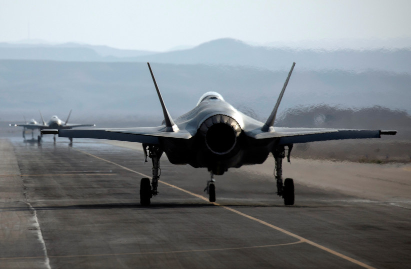  An Israeli F35 aircraft is seen on the runway during ''Blue Flag'', an aerial exercise hosted by Israel (credit: REUTERS)