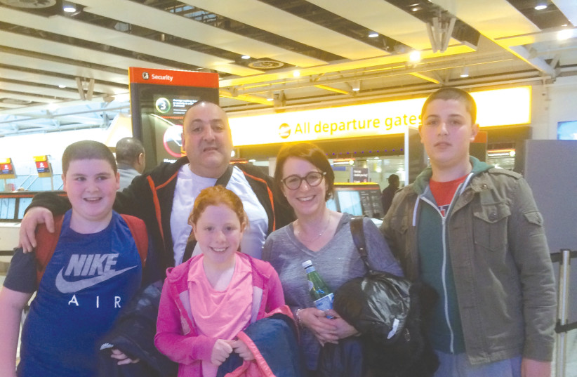  THE WRITER sets out on aliyah from Heathrow Airport with her husband and children in 2016. (photo credit: ANDREA SAMUELS)