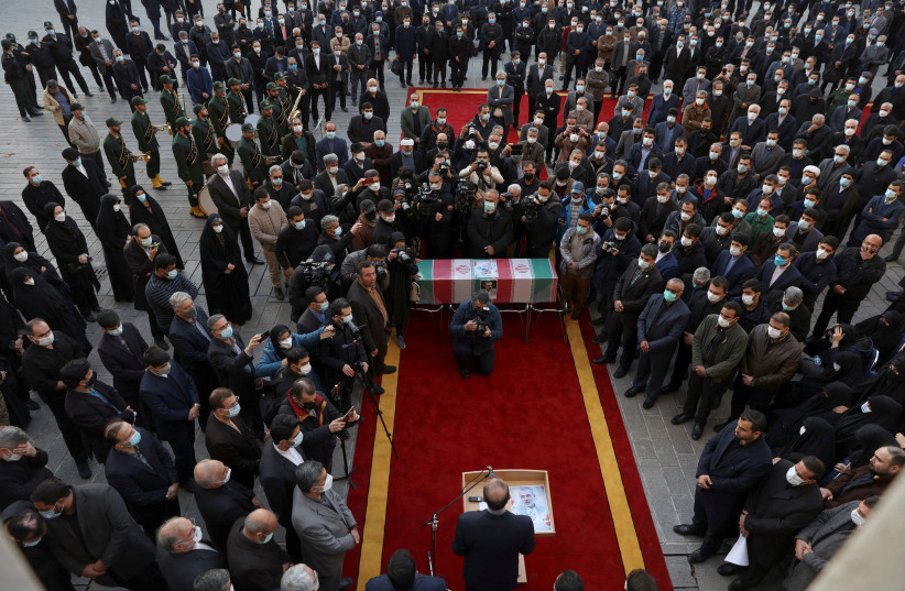  Mourners attend Iranian ambassador to Yemen Hasan Irlu's funeral ceremony in Tehran, Iran December 21, 2021. (credit: MAJID ASGARIPOUR/WANA (WEST ASIA NEWS AGENCY) VIA REUTERS)