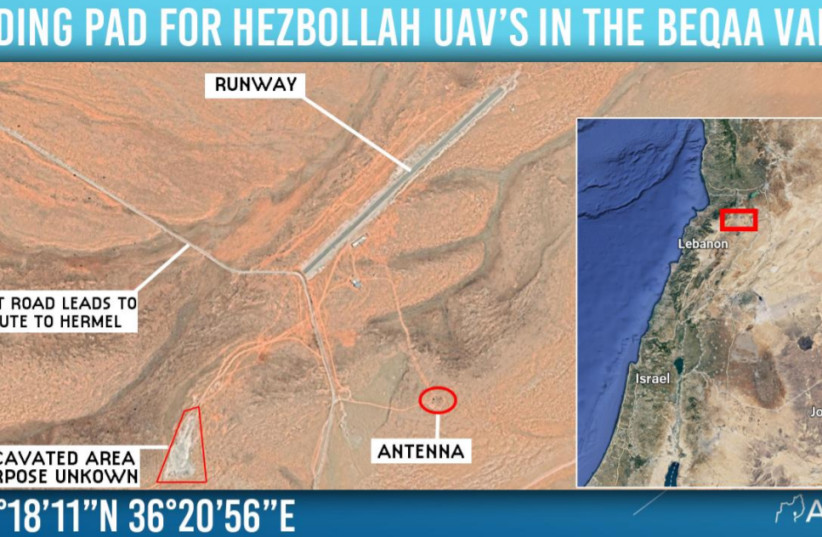  Aire d'atterrissage pour drones du Hezbollah dans la vallée de la Bekaa au Liban (crédit : CENTRE DE RECHERCHE ET D'ÉDUCATION D'ALMA)