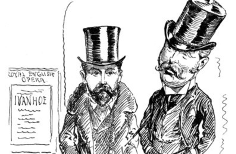  THE CARTOON (right) relates to the 1890 quarrel between the two that interrupted their collaboration. (credit: Wikimedia Commons)