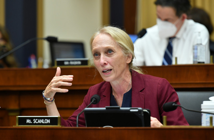  Rep. Mary Gay Scanlon speaks during a hearing of the House Judiciary Subcommittee on Antitrust, Commercial and Administrative Law on "Online Platforms and Market Power", in the Rayburn House office Building on Capitol Hill, in Washington, US, July 29, 2020. (photo credit: MANDEL NGAN/POOL VIA REUTERS)