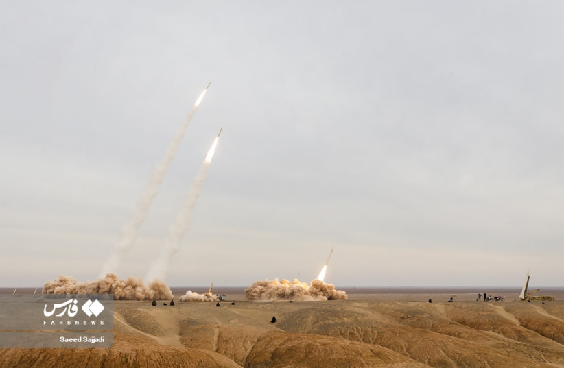 Missiles fired during Iran's ''17th Great Prophet'' drill (credit: Saeed Sajjadi/Fars News Agency)