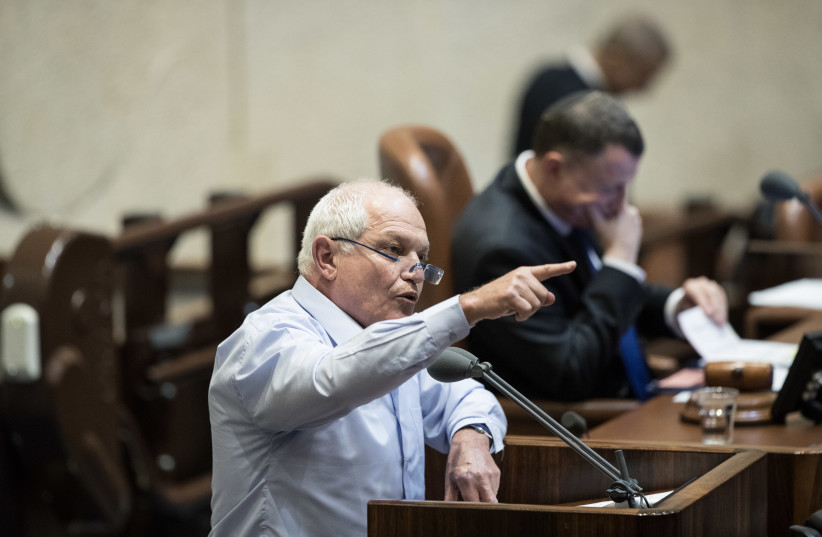  Likud MK Haim Katz speaks at a Knesset plenary session on his request for parliamentary immunity from prosecution, at the Knesset, the Israeli parliament in Jerusalem on February 17, 2020. (photo credit: YONATAN SINDEL)