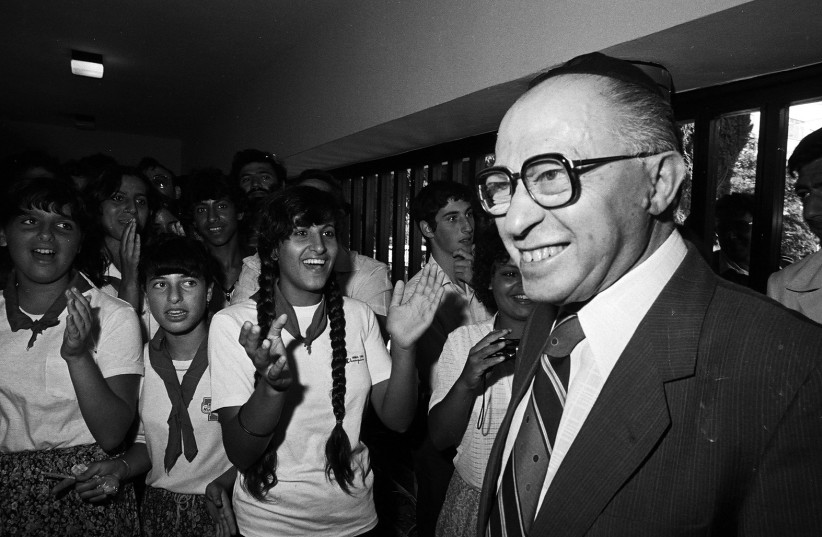  THEN-PRIME MINISTER Menachem Begin attends the opening of a technology college for girls in 1981. (credit: YOSSI ZAMIR/FLASH90)